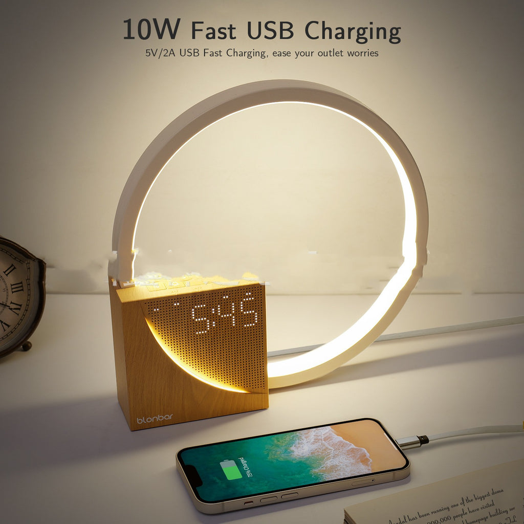 Nordic Touch Bedside Lamp with Ambient Lighting & Natural Sounds