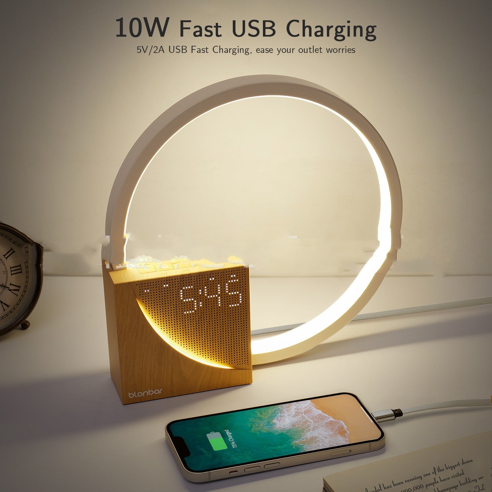 Nordic Touch Bedside Lamp with Ambient Lighting & Natural Sounds
