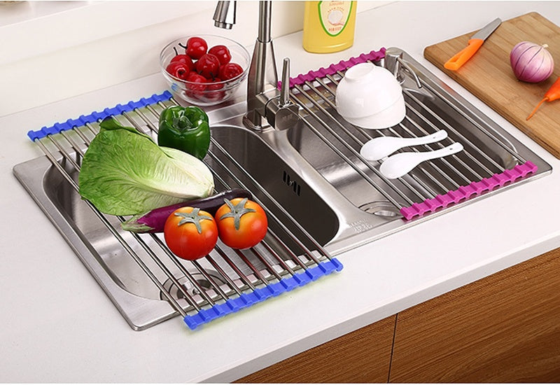 Foldable Stainless Steel Sink Drying Rack for Modern Kitchens