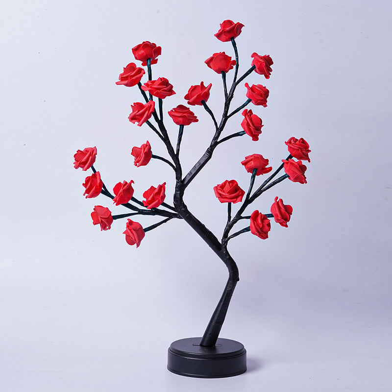 Rose Tree Fairy Light Lamp for Romantic Cozy Interiors