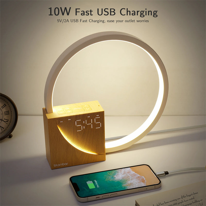 Nordic Touch Bedside Lamp with Ambient Lighting & Natural Sounds