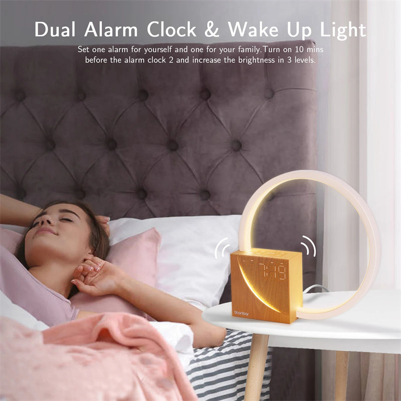 Nordic Touch Bedside Lamp with Ambient Lighting & Natural Sounds