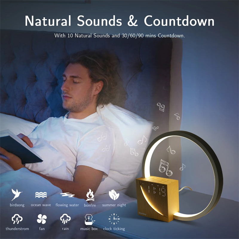 Nordic Touch Bedside Lamp with Ambient Lighting & Natural Sounds