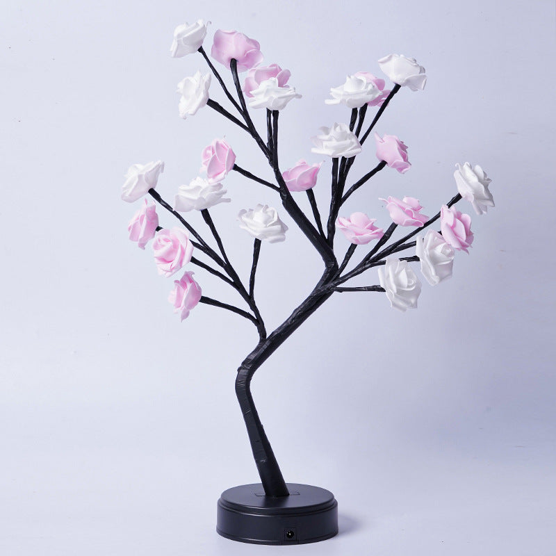 Rose Tree Fairy Light Lamp for Romantic Cozy Interiors