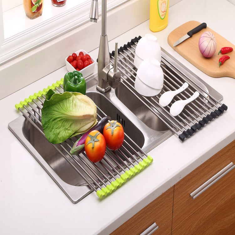 Foldable Stainless Steel Sink Drying Rack for Modern Kitchens