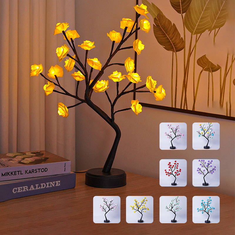 Rose Tree Fairy Light Lamp for Romantic Cozy Interiors
