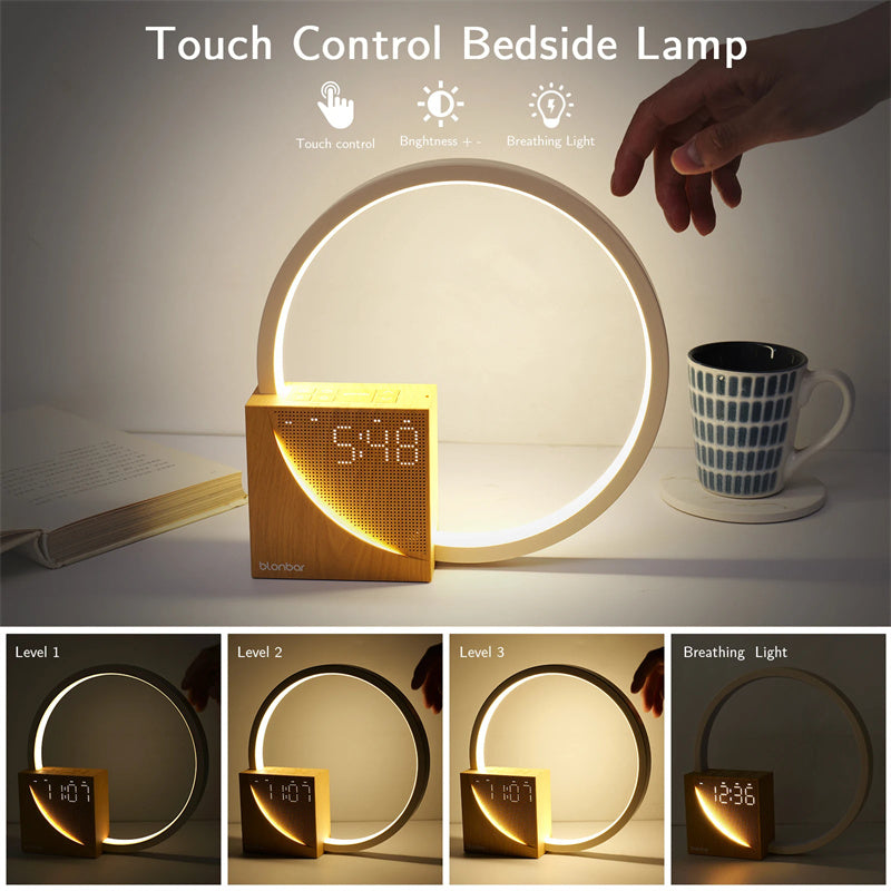 Nordic Touch Bedside Lamp with Ambient Lighting & Natural Sounds
